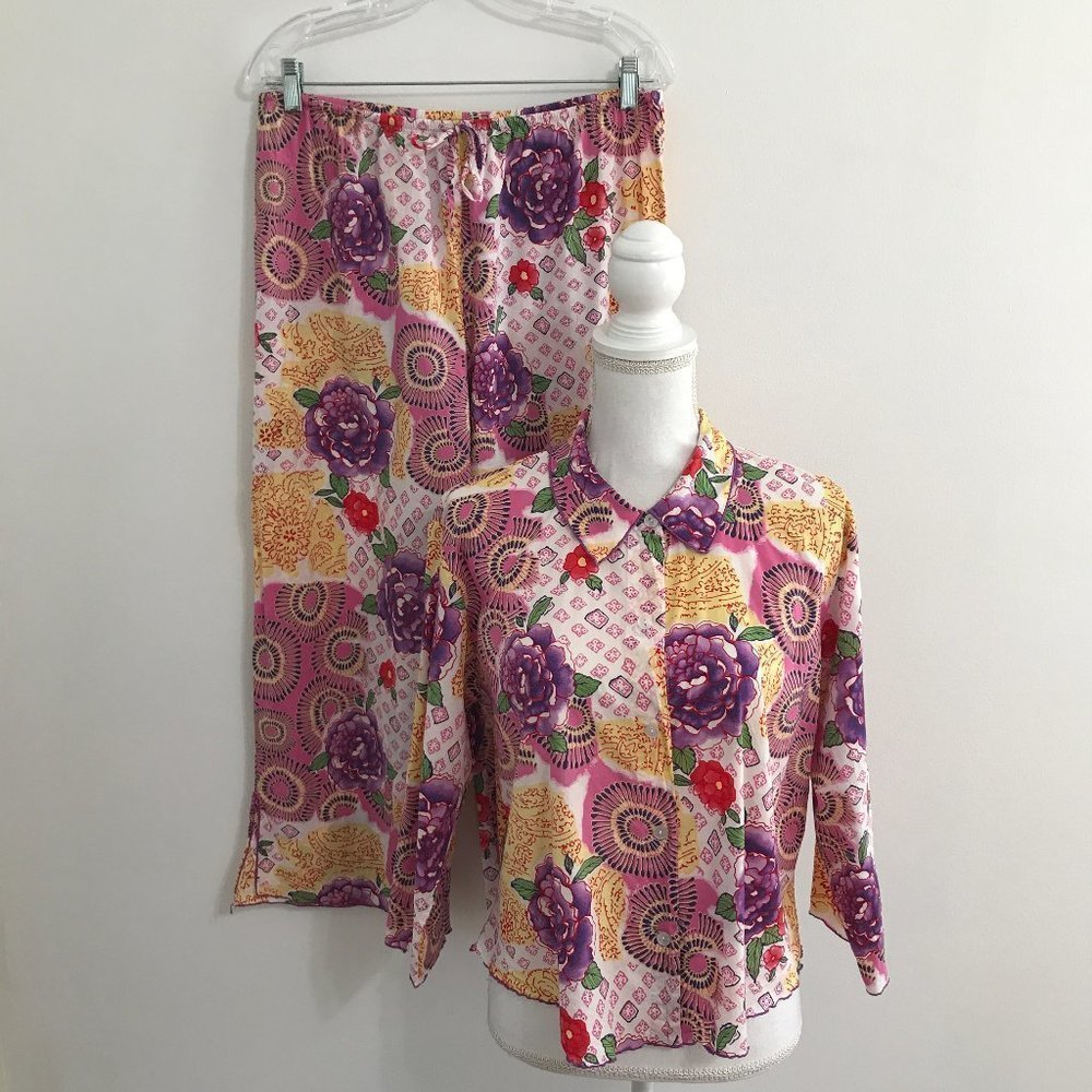 Josie Natori Floral Print Pajamas, 100% Cotton